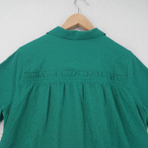 NEW Athleta Green Echo Women's XXS Crop Button Up Short Sleeve Shirt - Picture 7 of 7